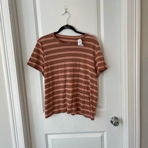 NWT american eagle pink and brown striped shirtsleeve tee women’s size xxl